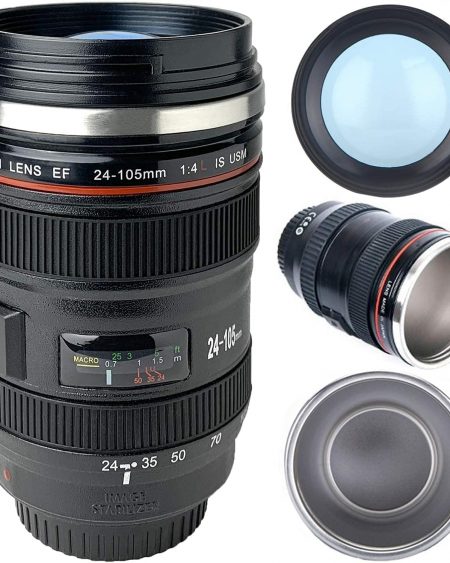 sips // camera lens coffee mug with translucent lid // smile!