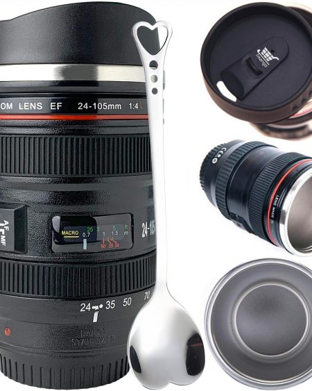 sips // camera lens coffee mug with translucent lid // hearts!