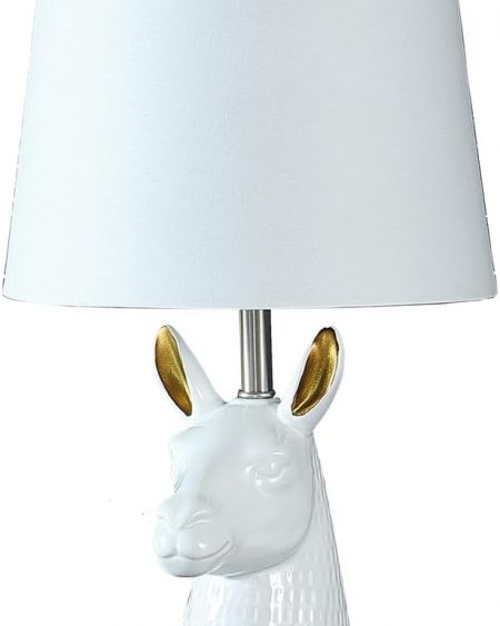 ORE International 20.5 Patagonia Llama Bust Resin Table Lamp in White, White, Gold, Silver