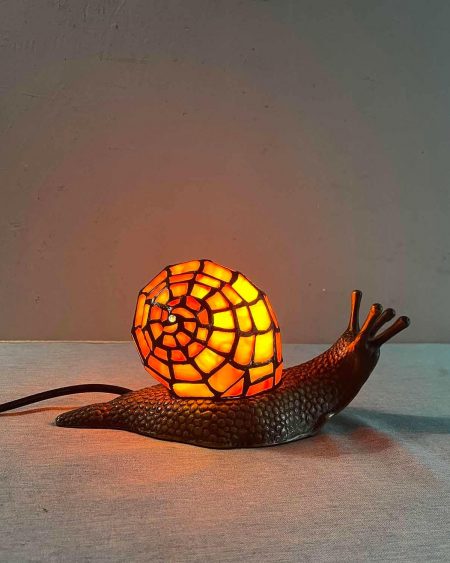 A Golden Mystery (snail) Stained Glass Lamp