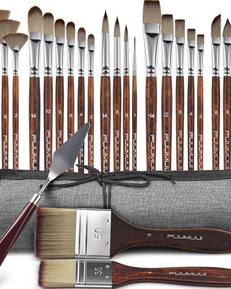 25pcs Paint Brush Set, Fuumuui Acrylic Paint Brushes, Professional Artist Series